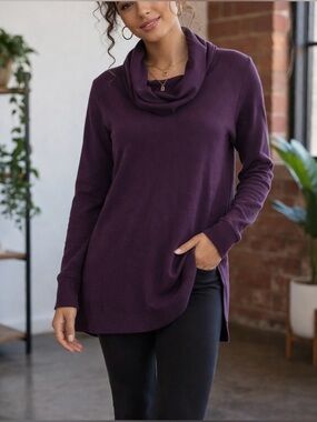 Merona Deep Purple/Plum Cowl Neck Knit Tunic Top | Medium